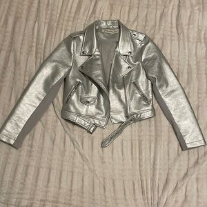 Silver Metallic Moto Jacket